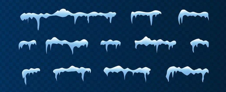 Frost decoration collection for frames. Horizontal frozen snow set. イラスト素材