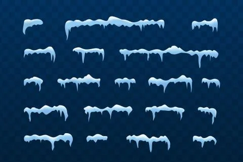 Frost decoration collection for frames. Horizontal frozen snow set. 库存插图