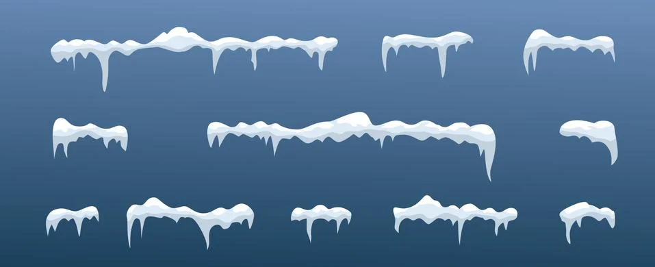 Frost decoration collection for frames. Horizontal frozen snow set. 库存插图