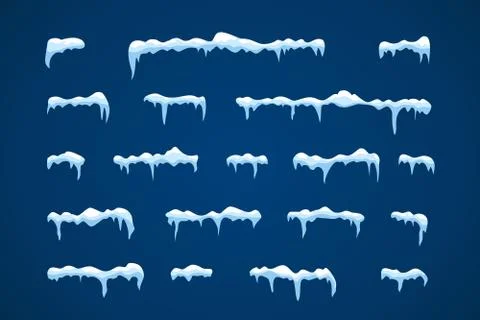 Frost decoration collection for frames. Horizontal frozen snow set. イラスト素材