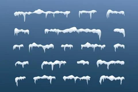 Frost decoration collection for frames. Horizontal frozen snow set. Stockillustratie