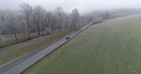Frost drive - Aerial 4K - Phantom 4 PRO Stock Footage 83318928