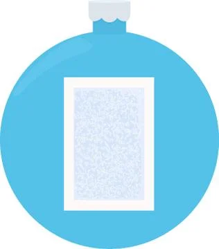 Frost glass pattern. Winter frame on blue christmas ball background Stock Illustration