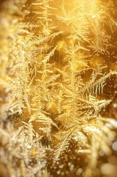 Frost gold Xmas pattern background texture . Stock Photos