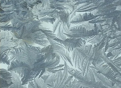Frost growth patterns on flat surface, monotone cold background Stock Footage 299760955