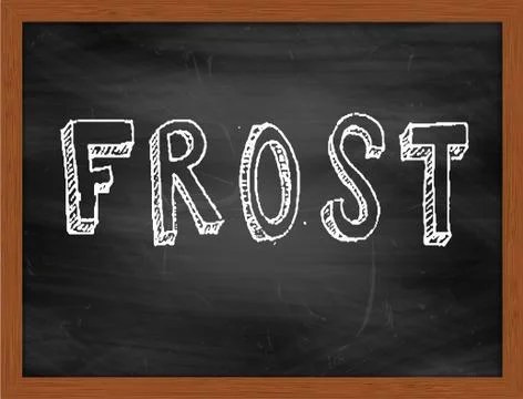 FROST  hand writing text on black chalkboard Stock Illustration