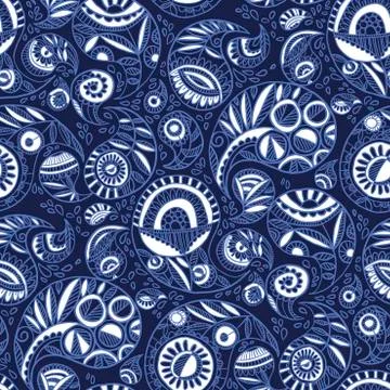 Frost inspired seamless pattern with India paisley 스톡 일러스트