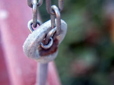 Frost melts on the chain Stock Photos