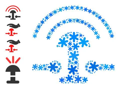 Frost Mosaic Alarm Button Ring Icon with Snow Stock Illustration
