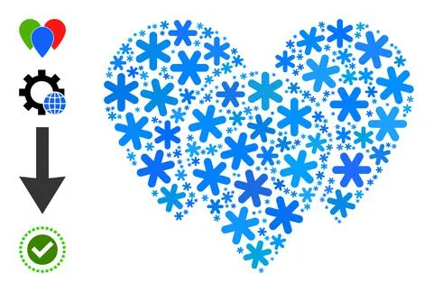 Frost Mosaic Map Pointers Icon with Snow Stock Illustration