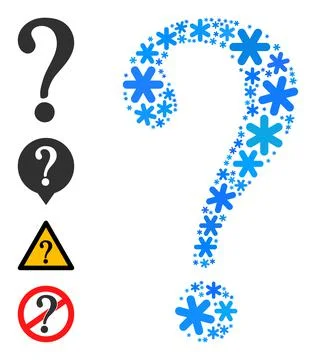 Frost Mosaic Unknown Icon with Snowflakes Stock Illustration
