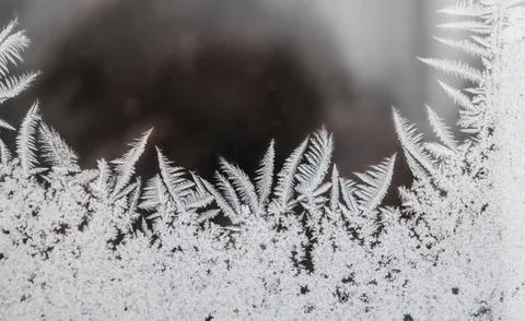 Frost pattern on the window, cold winter Foto stock