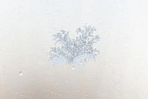 Frost pattern on window glass as background Stock Photos