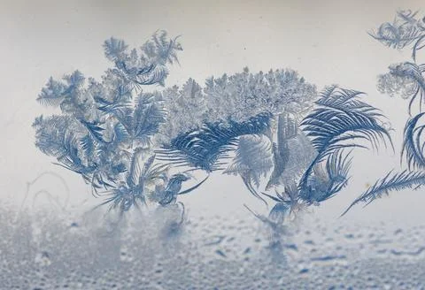 Frost pattern on window glass as background Stock Photos