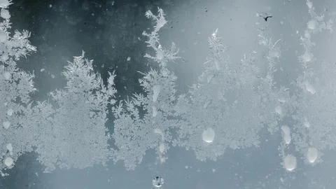 Frost pattern on window glass as background Stock Photos
