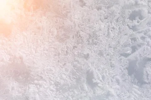 Frost patterns on winter ice surface at Lake Baikal, natural frozen texture Stock Photos