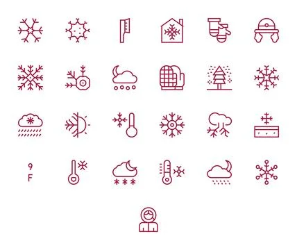 Frost Vector Icon Toolkit featuring 25 Pixel Optimized 128x128 Regular Line.. Stock Illustration