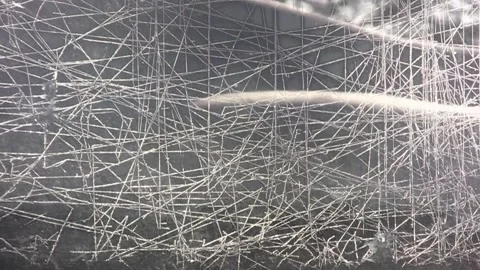 Frost window 1 slow pan across random abstract crossing lines of frost Stock Footage 260422881
