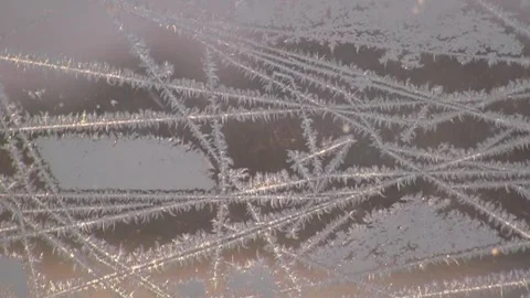 Frost window 3 interesting compositions of lines &amp; shapes of frost Stock Footage 260422963