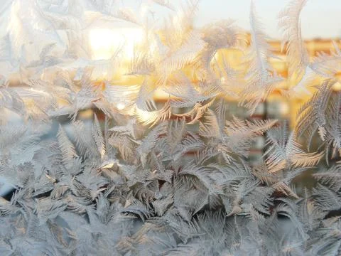 Frost on Window Glass Stockfoto's