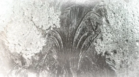 Frost on a winter window glass Stock Footage 35040677