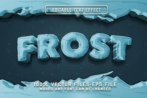 Frost World 3d editable Text Effect Premium Vectors Illustrazione stock