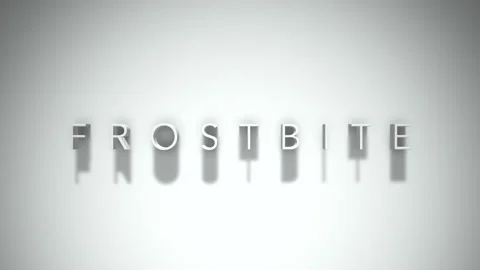 Frostbite 3D title animation with shadows on a white background Stock Footage 297036214