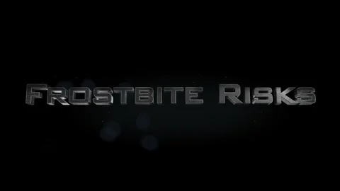 Frostbite Risks title metal text on black alpha channel background Stock Footage 296218212