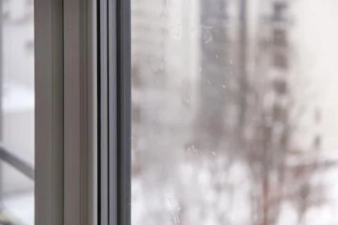 Frostbite on the window, white cold winter Фото