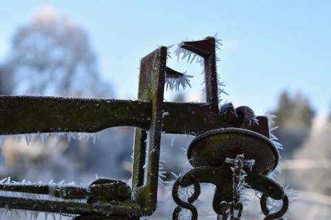 Frostbitten old weight Stock Photos
