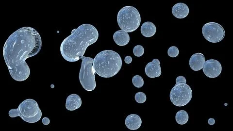 Frosted Bubbles Float Against Black Background Stock Illustration