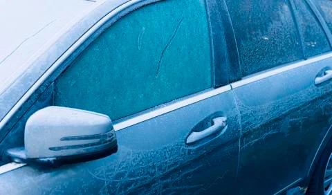 Frosted car in wintertime in Germany Stock Photos