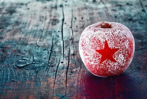 Frosted christmas apple Stock Photos