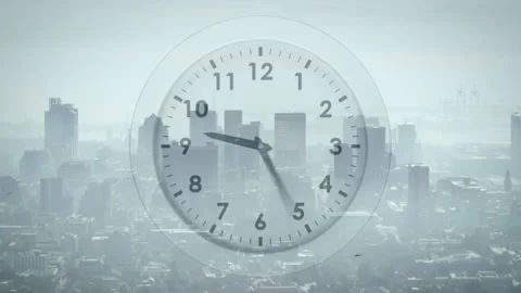 Frosted clock hands rotating clockwise on play sweeping dial and marking time Stock Footage 328307211