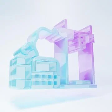 Frosted glass 3D printer icon isolated on white background. Minimalism conc.. Illustrazione stock