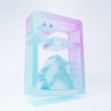 Frosted glass 3D printer icon isolated on white background. Minimalism conc.. イラスト素材