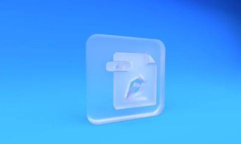 Frosted glass AI file document. Download ai button icon isolated on blue ba.. Stockillustratie