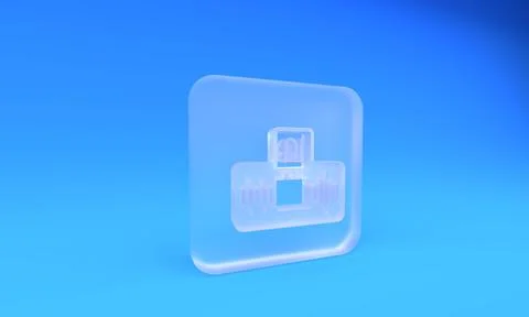 Frosted glass Artificial intelligence AI icon isolated on blue background. .. Stock Illustration