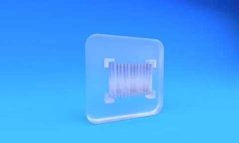 Frosted glass Barcode icon isolated on blue background. Square frosted glas.. Stock Illustration
