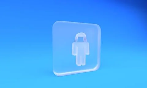 Frosted glass Beekeeper with protect hat icon isolated on blue background. .. Illustrazione stock
