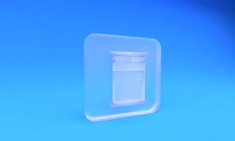 Frosted glass Big bed for two or one person icon isolated on blue backgroun.. 스톡 일러스트