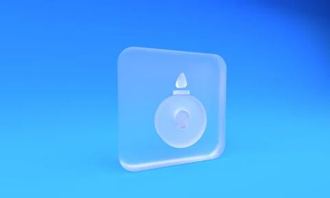 Frosted glass Bomb ready to explode icon isolated on blue background. Squar.. Stock Illustration
