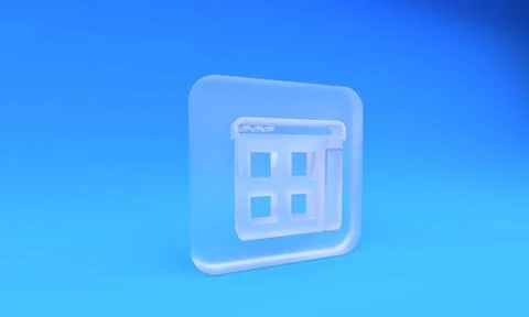 Frosted glass Browser files icon isolated on blue background. Square froste.. Stock Illustration