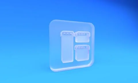 Frosted glass Browser window icon isolated on blue background. Square frost.. Illustrazione stock
