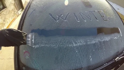 Frosted glass on the car. Stock Footage 83498940