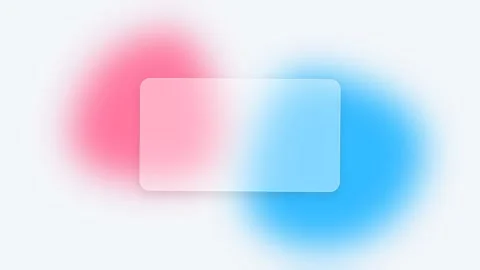 A frosted glass card floating between soft pink and blue light glows Video stock 335118132
