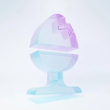 Frosted glass Chicken egg on a stand icon isolated on white background. Hap.. Stock Illustration