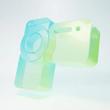 Frosted glass Cinema camera icon isolated on white background. Video camera.. Stock Illustration