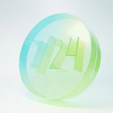 Frosted glass Clock 24 hours icon isolated on white background. All day cyc.. Stock Illustration