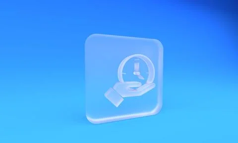 Frosted glass Clock icon isolated on blue background. Time symbol. Square f.. Stock Illustration